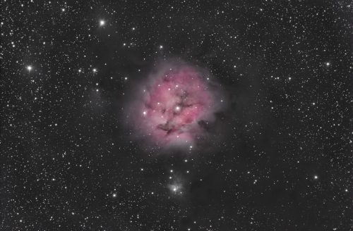 Cocoon nebula fotografovaná při testování MRT na provizorní pozorovací stanici. 